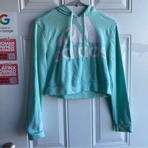 Adidas turquoise cropped hoodie
